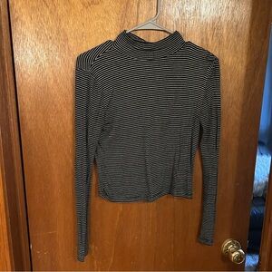 Black and White Striped Mock Neck